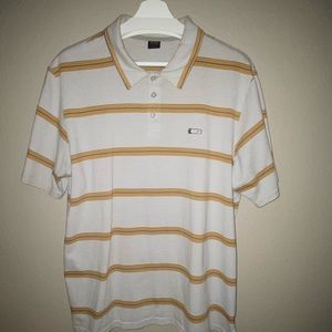 Oakley casual polo, light grey/orange striping GUC